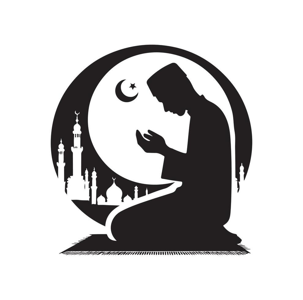 Muslim Praying silhouette. praying symbol illustration vector