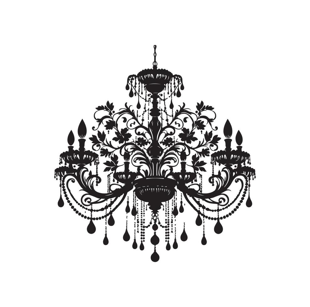 chandelier illustration icon silhouette style vector