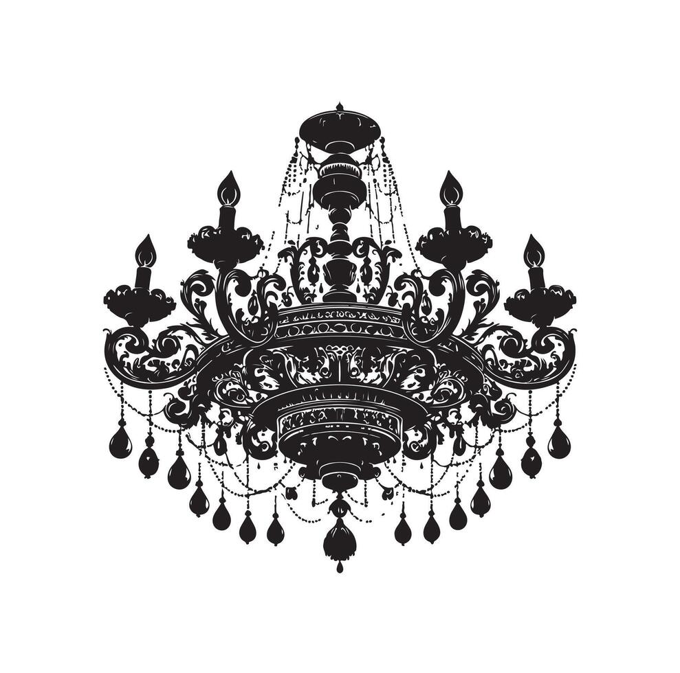 chandelier illustration icon silhouette style vector