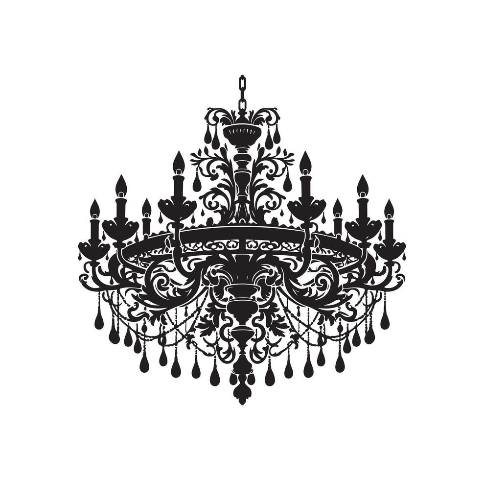 chandelier illustration icon silhouette style vector