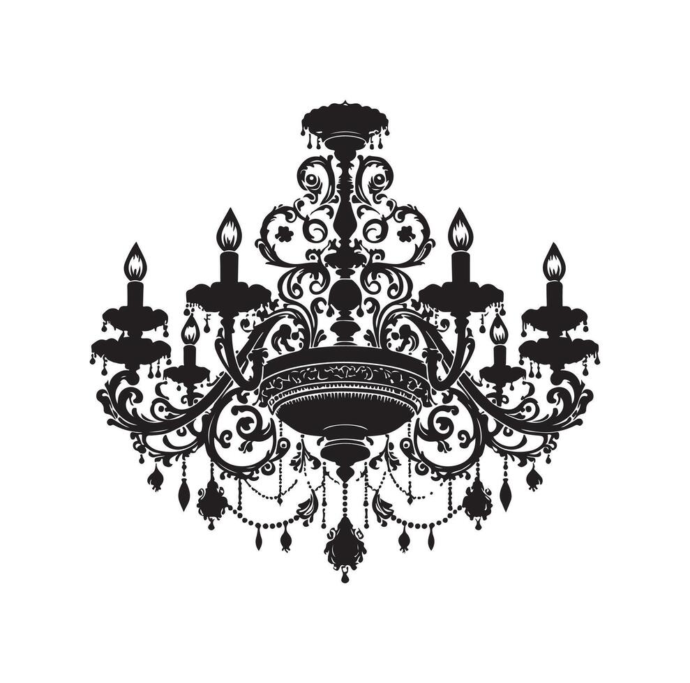 chandelier illustration icon silhouette style vector
