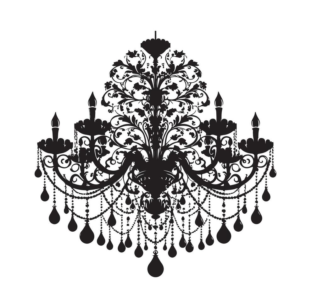 chandelier illustration icon silhouette style vector