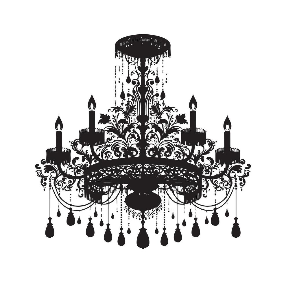 chandelier illustration icon silhouette style vector