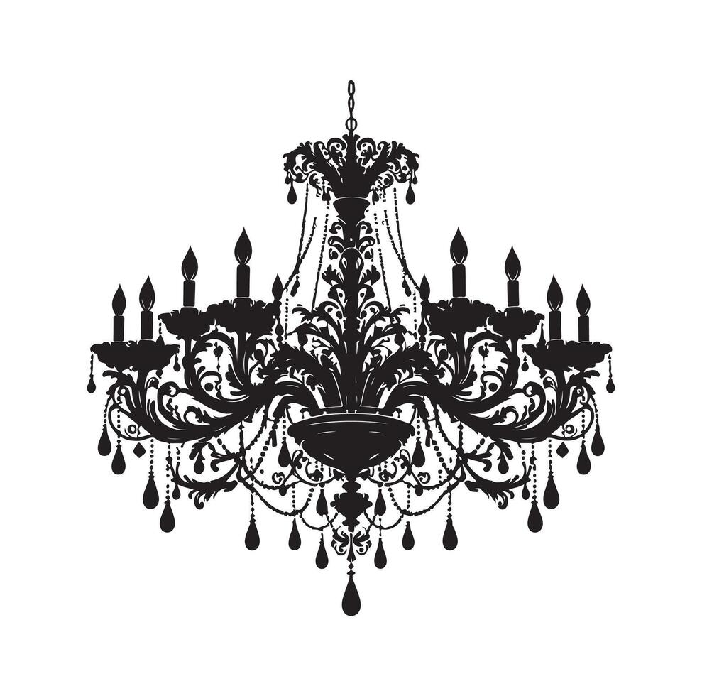 chandelier illustration icon silhouette style vector