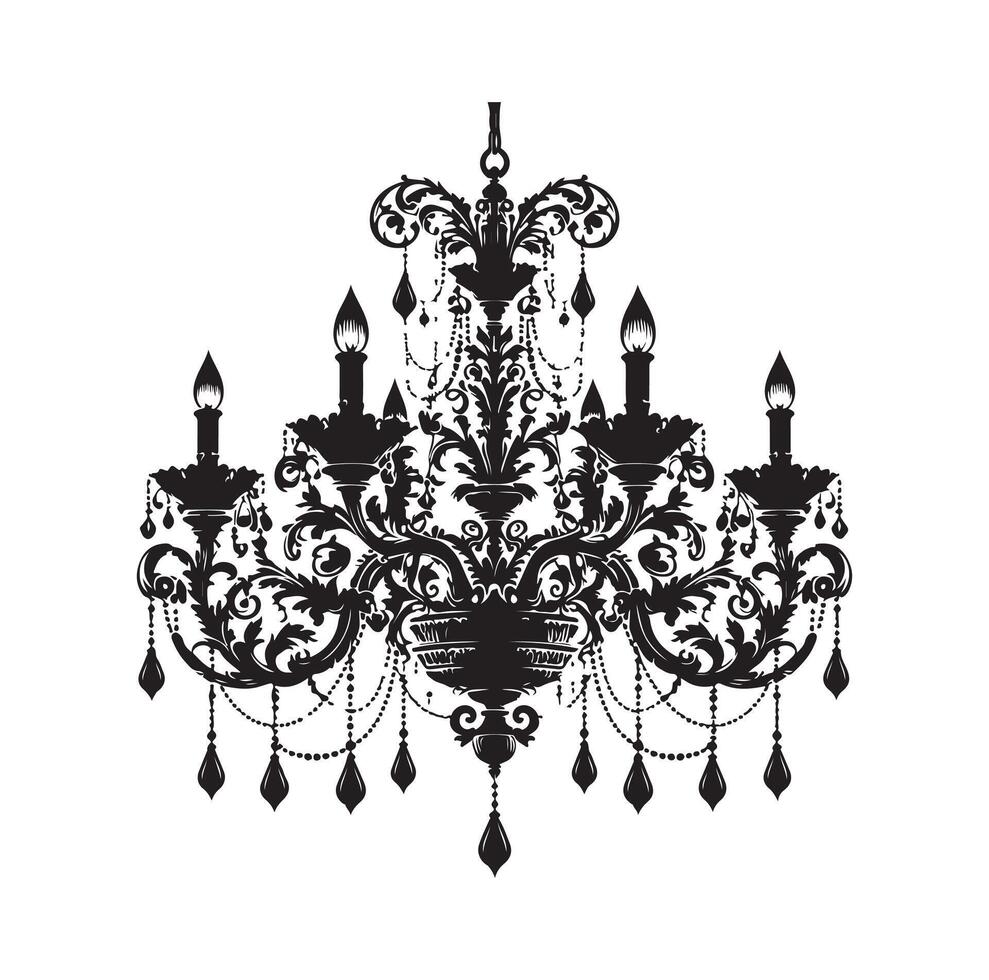 chandelier illustration icon silhouette style vector