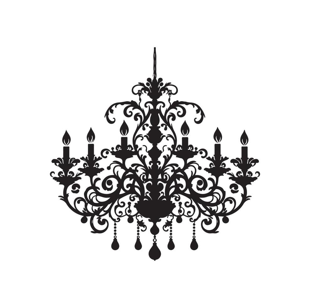 chandelier illustration icon silhouette style vector