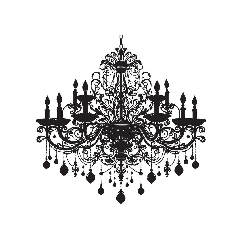 chandelier illustration icon silhouette style vector