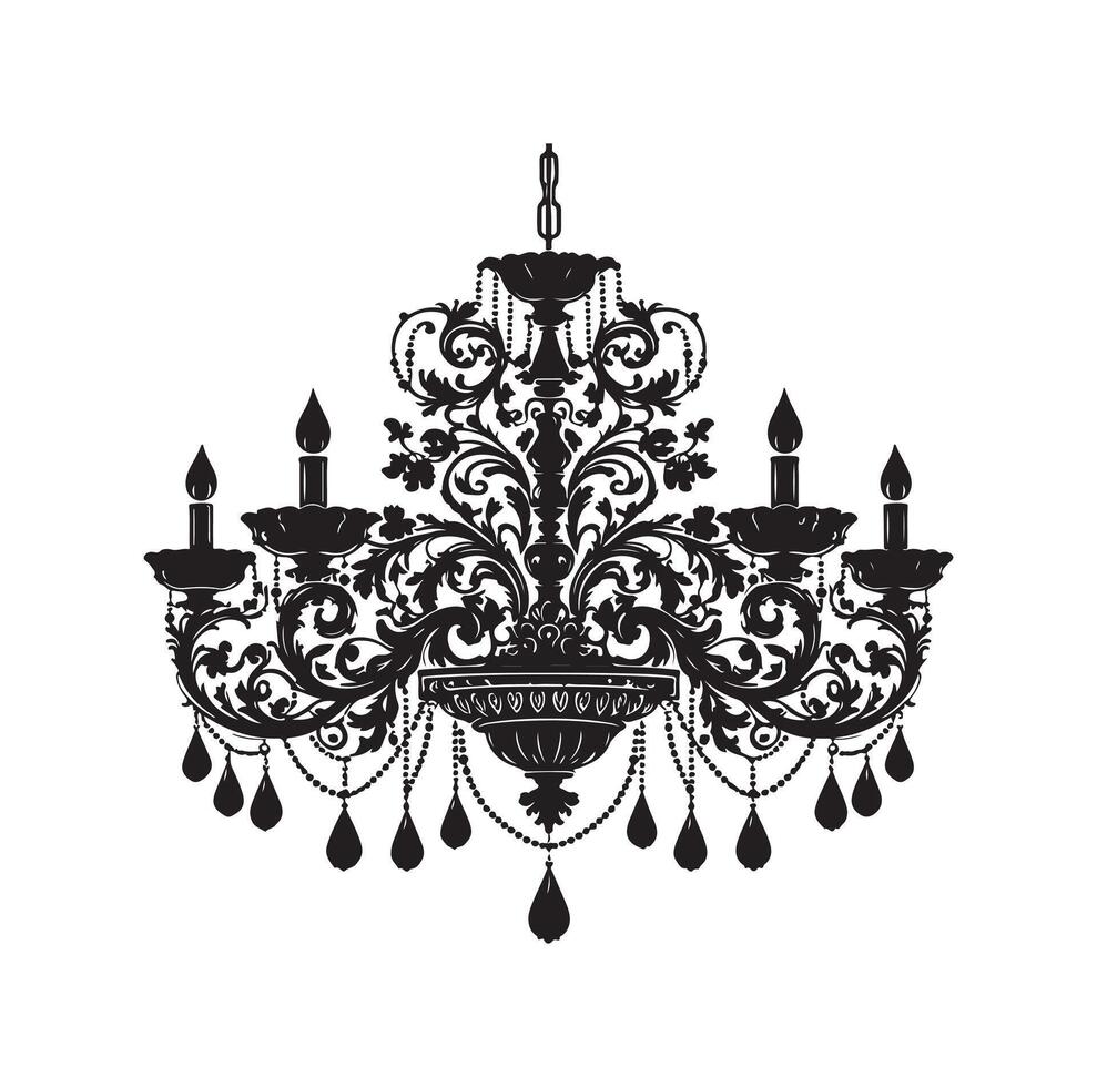 chandelier illustration icon silhouette style vector