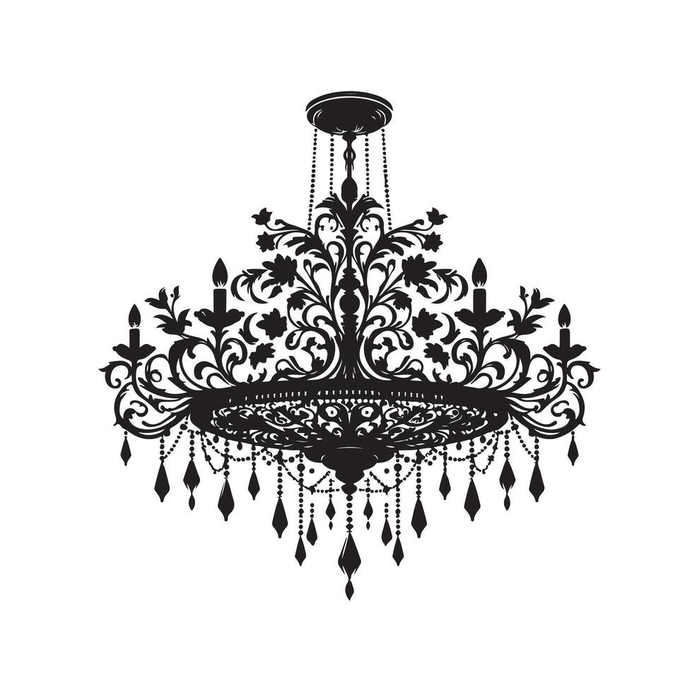 chandelier illustration icon silhouette style vector