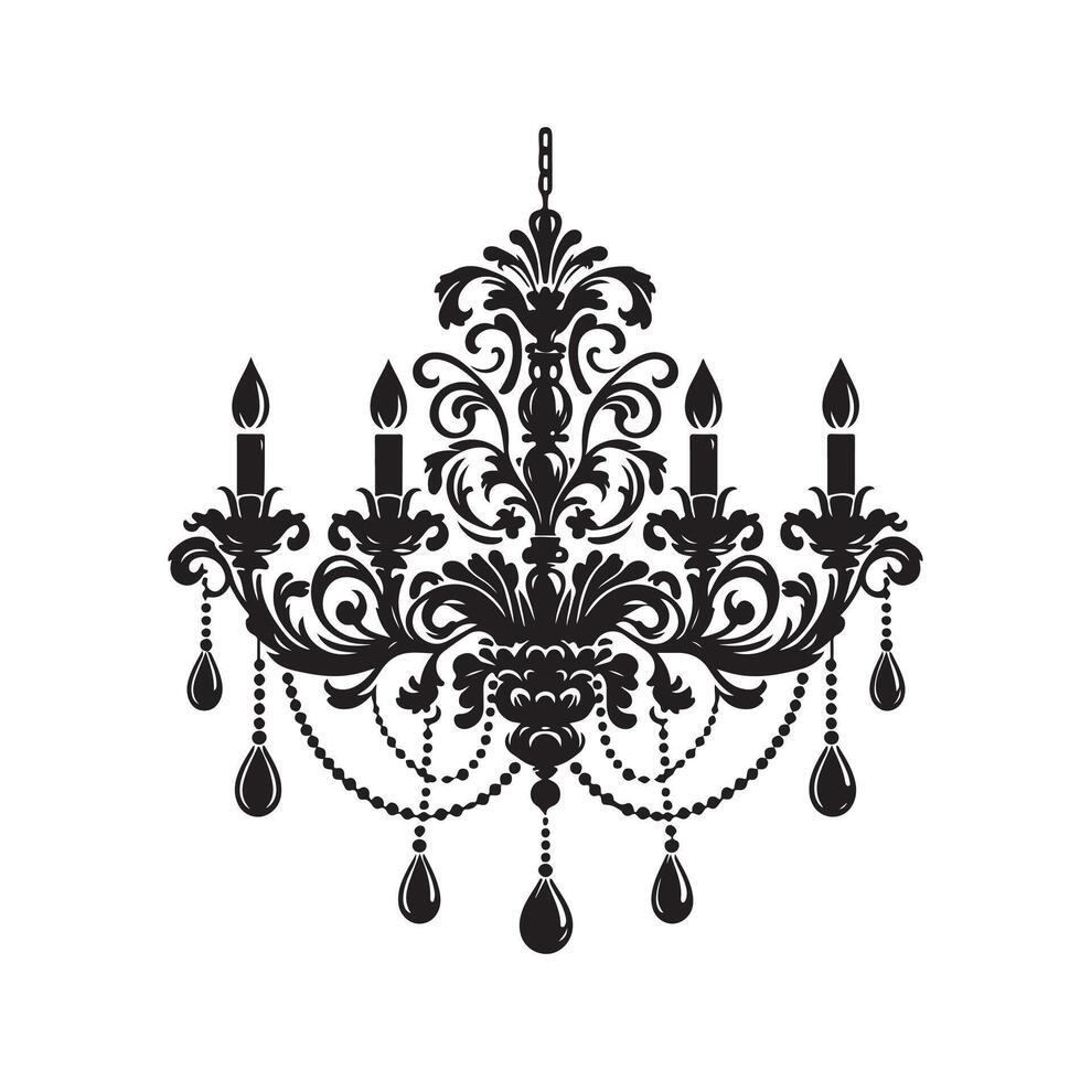chandelier illustration icon silhouette style vector