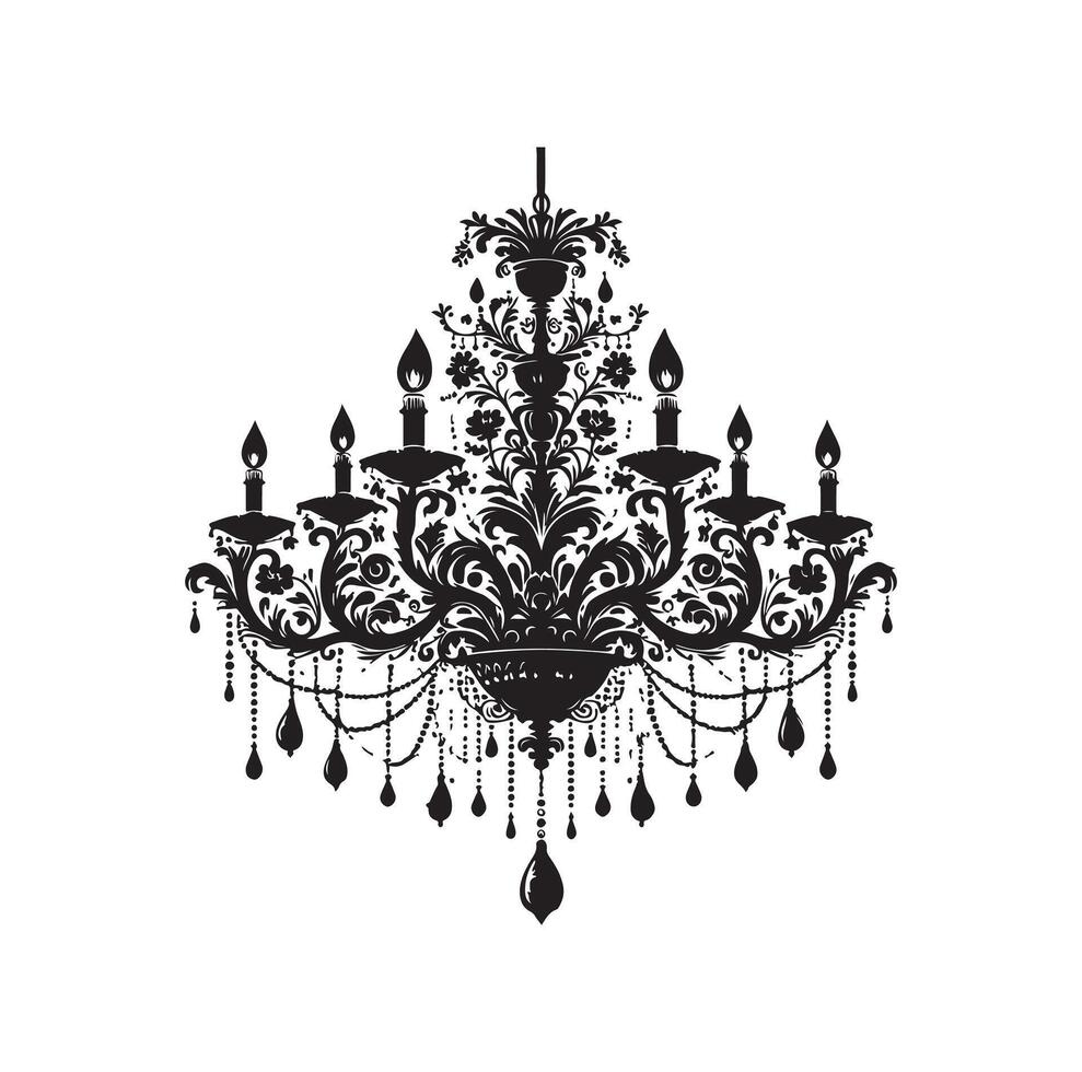 chandelier illustration icon silhouette style vector