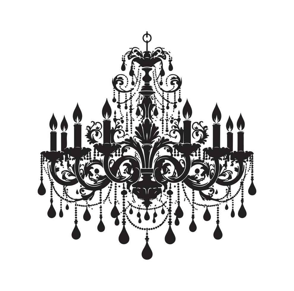chandelier illustration icon silhouette style vector