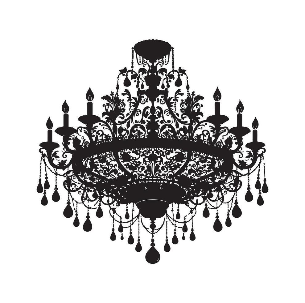 chandelier illustration icon silhouette style vector