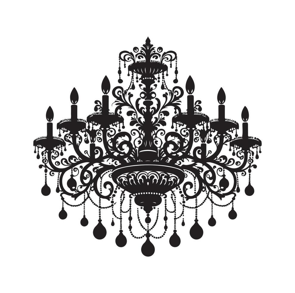 chandelier illustration icon silhouette style vector