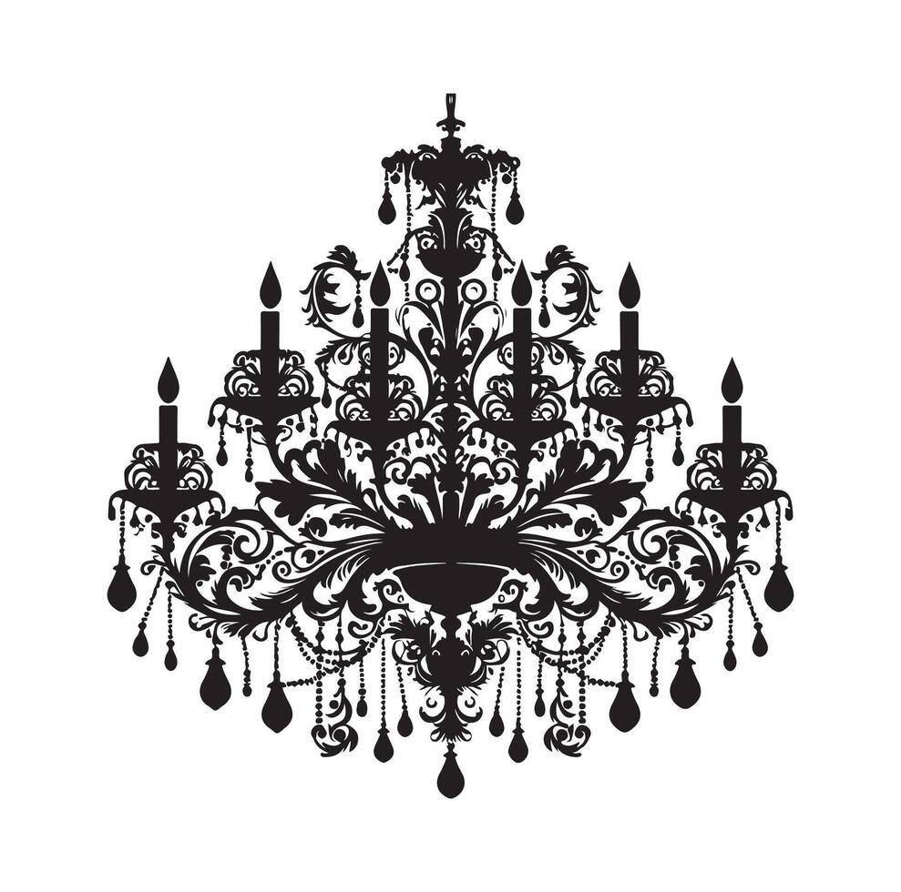 chandelier illustration icon silhouette style vector