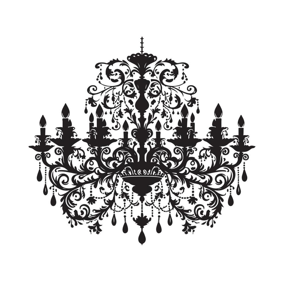 chandelier illustration icon silhouette style vector