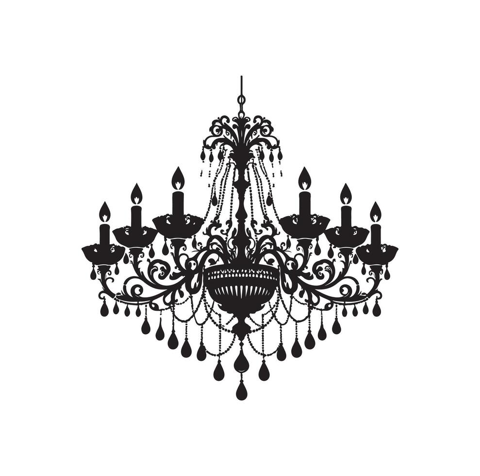 chandelier illustration icon silhouette style vector