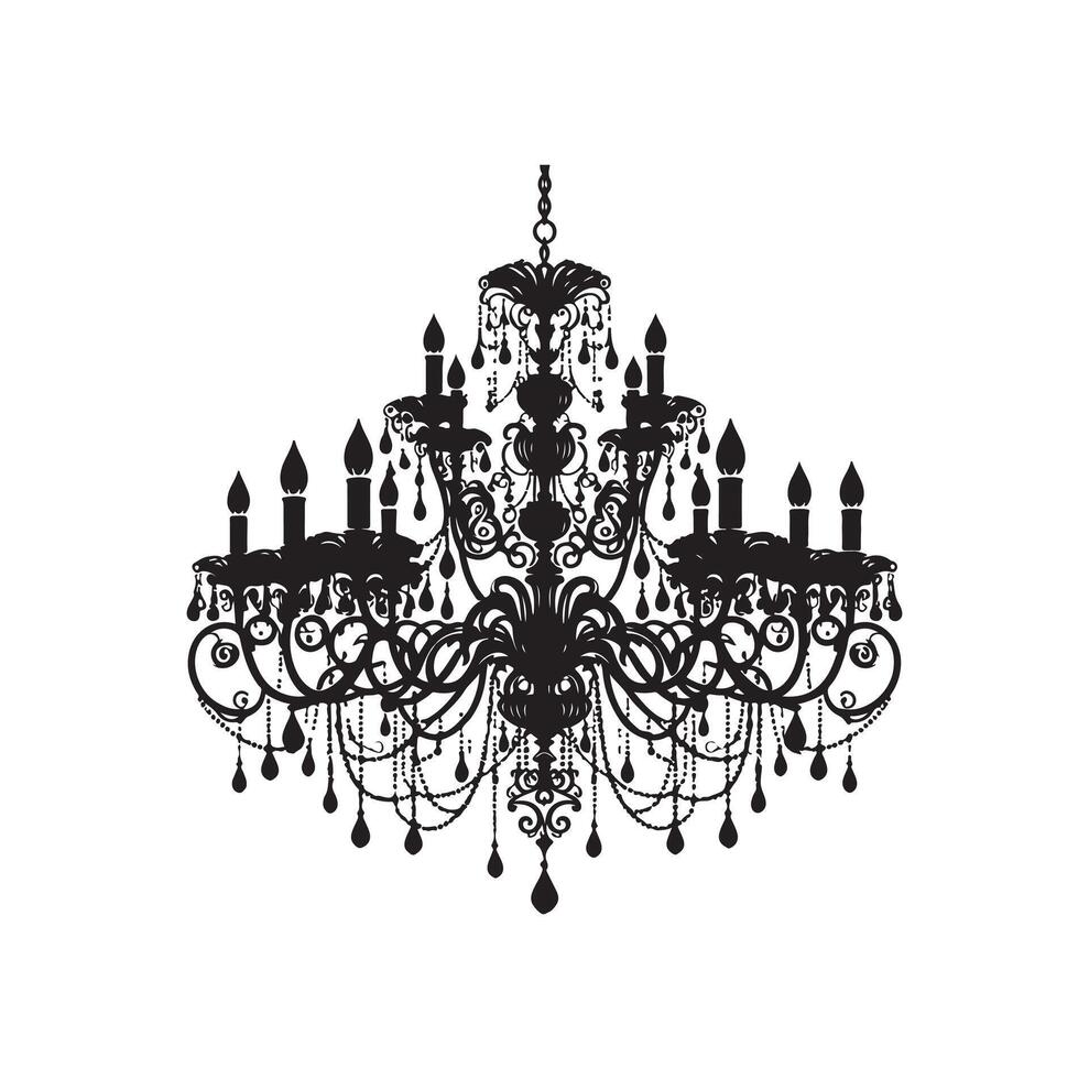 chandelier illustration icon silhouette style vector