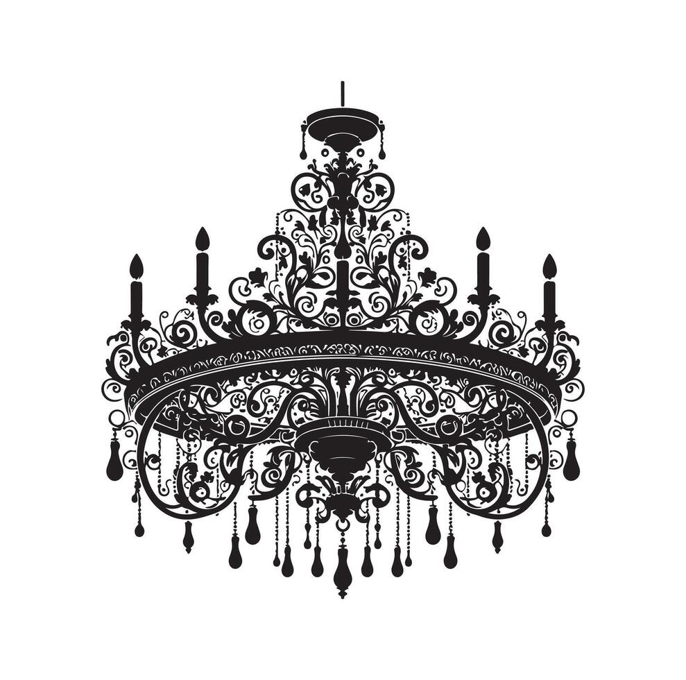 chandelier illustration icon silhouette style vector