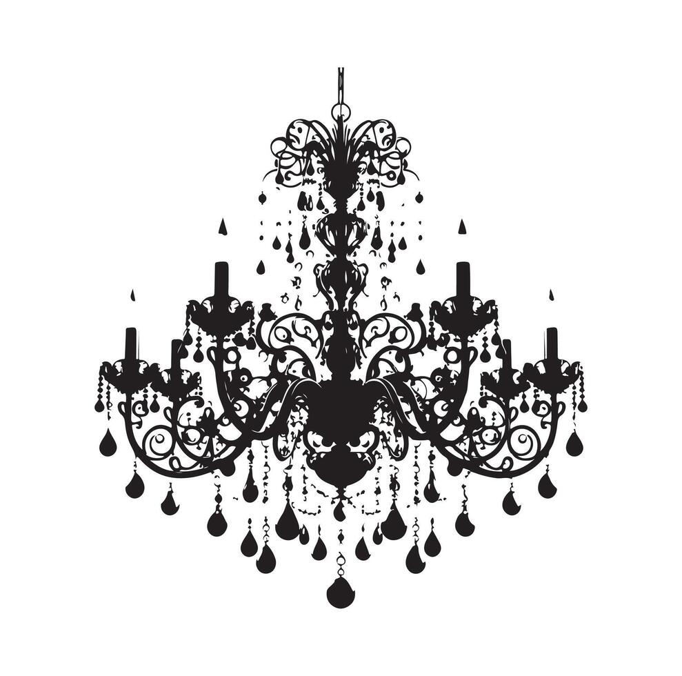 chandelier illustration icon silhouette style vector