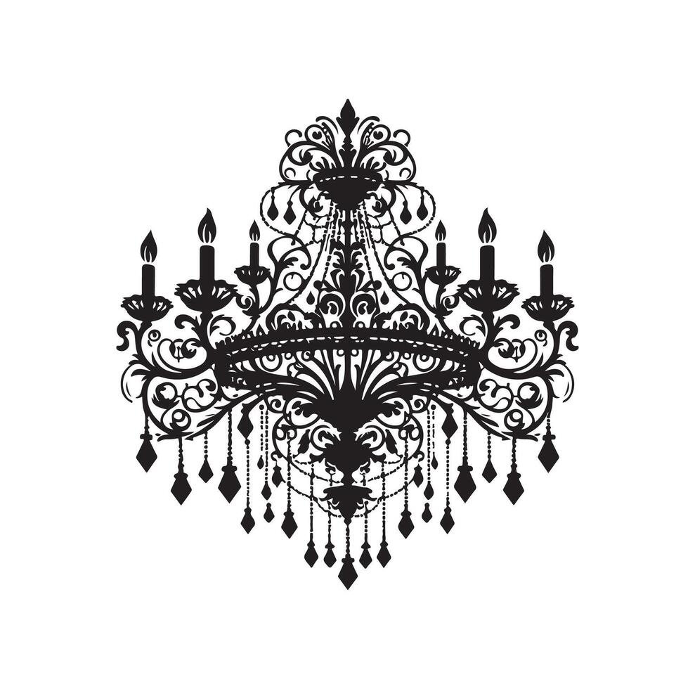 chandelier illustration icon silhouette style vector