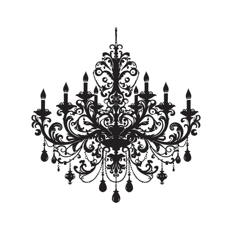 chandelier illustration icon silhouette style vector