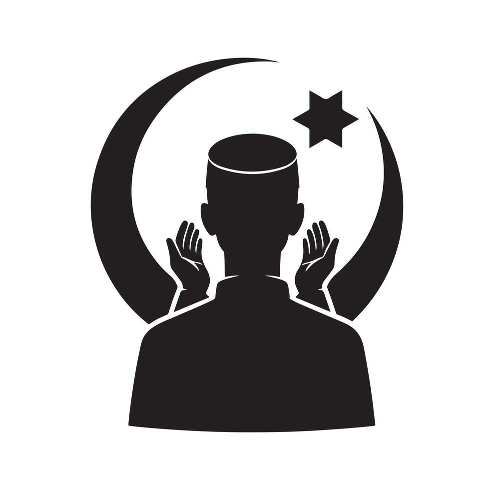 Muslim Praying silhouette. praying symbol illustration vector