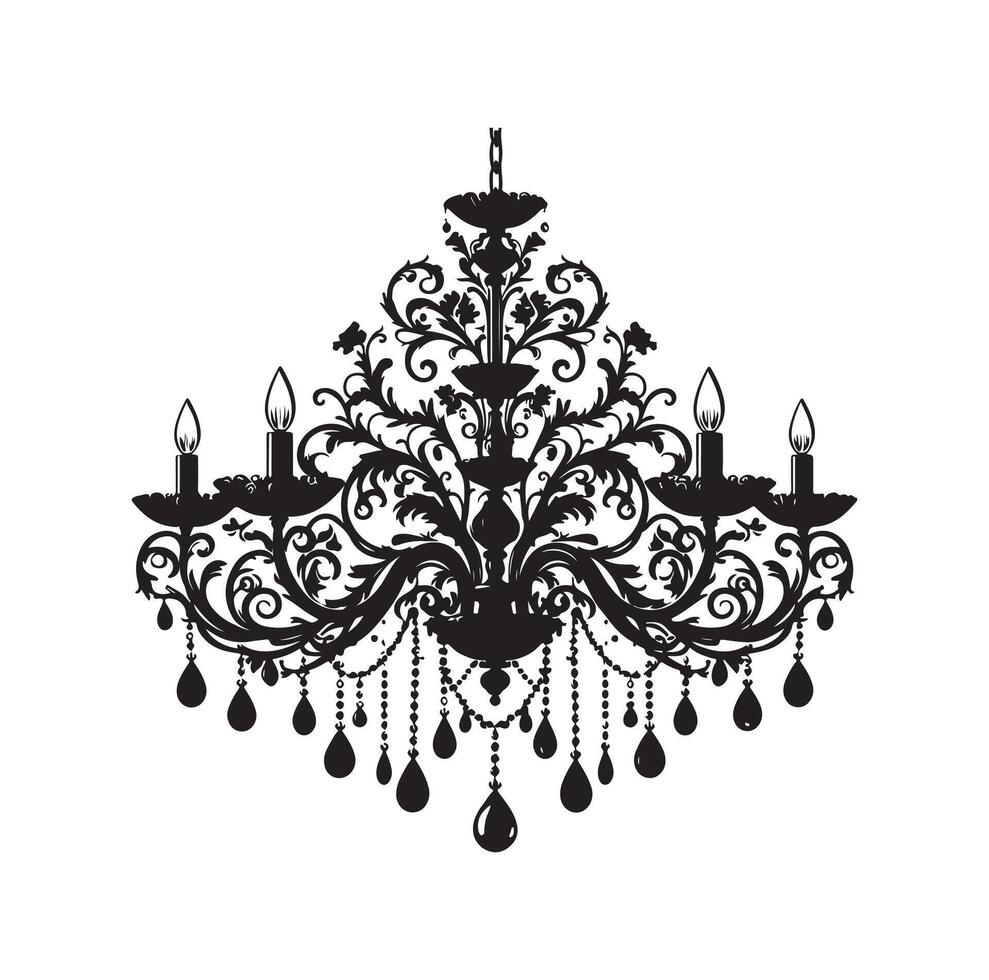 chandelier illustration icon silhouette style vector