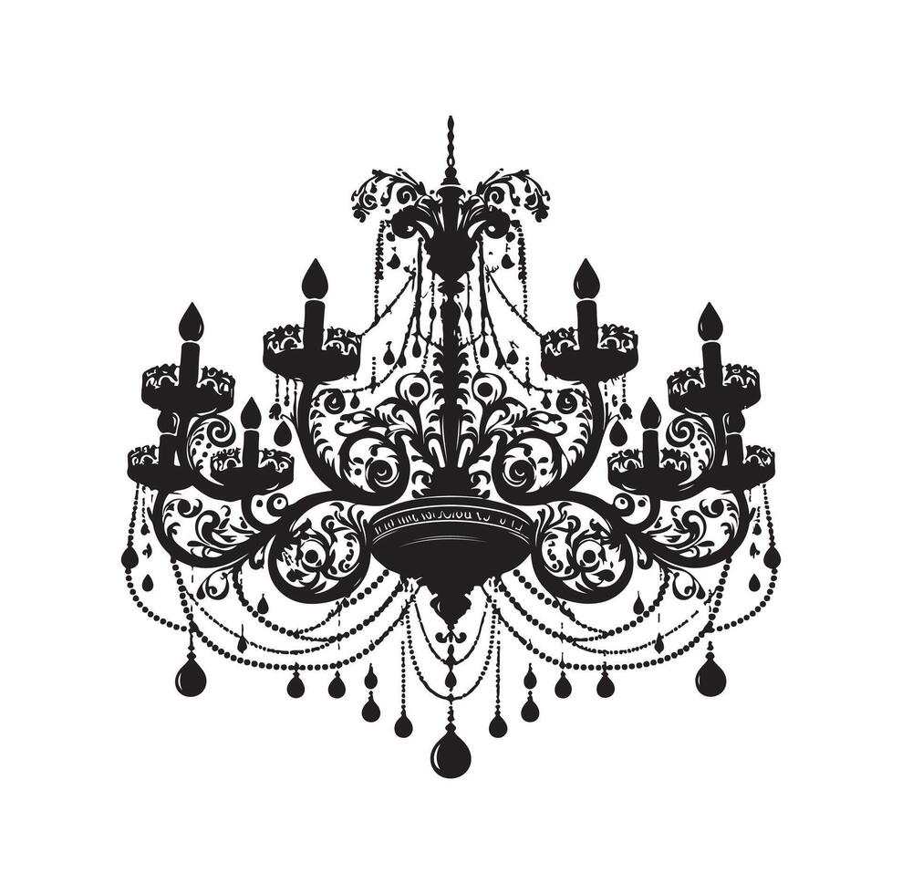 chandelier illustration icon silhouette style vector