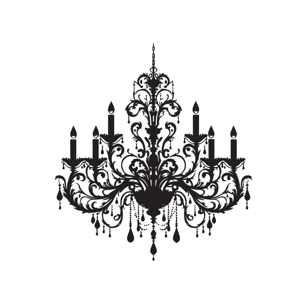chandelier illustration icon silhouette style vector