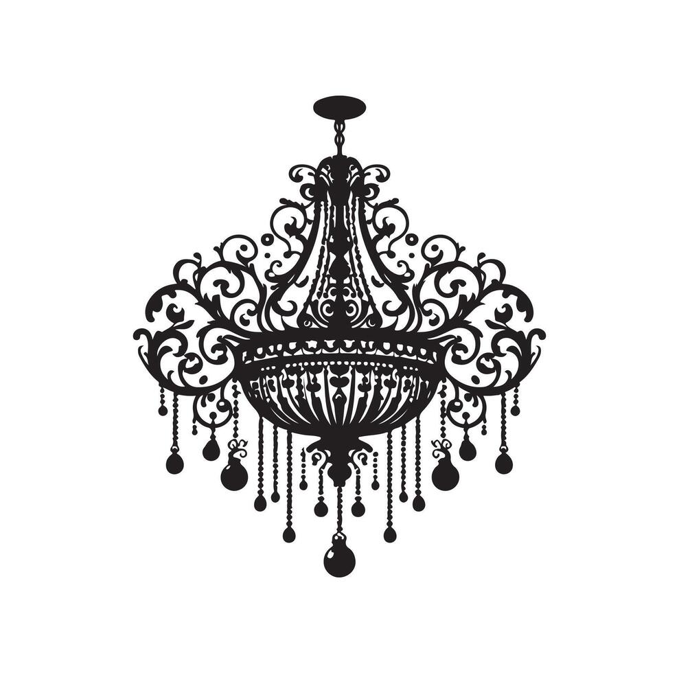 chandelier illustration icon silhouette style vector