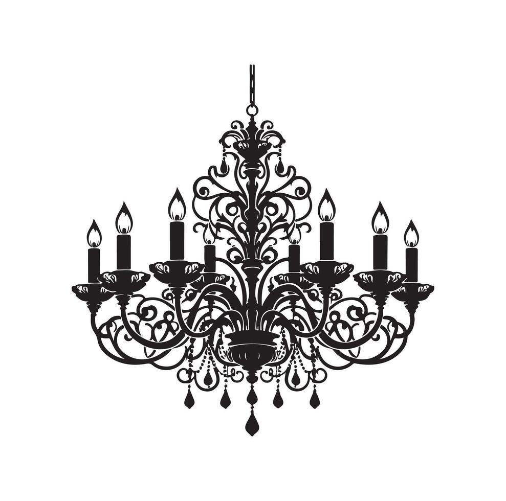 chandelier illustration icon silhouette style vector