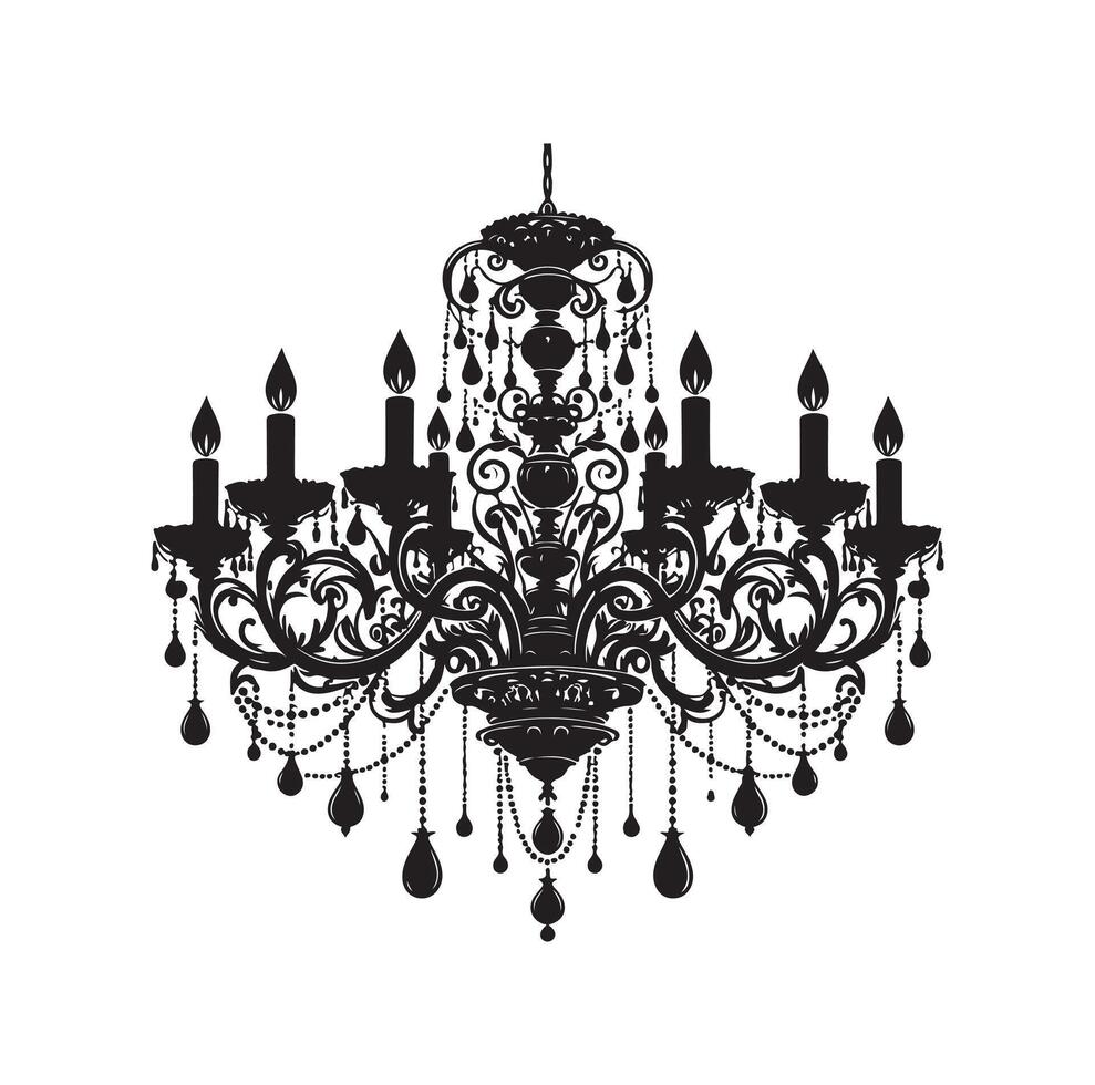 chandelier illustration icon silhouette style vector