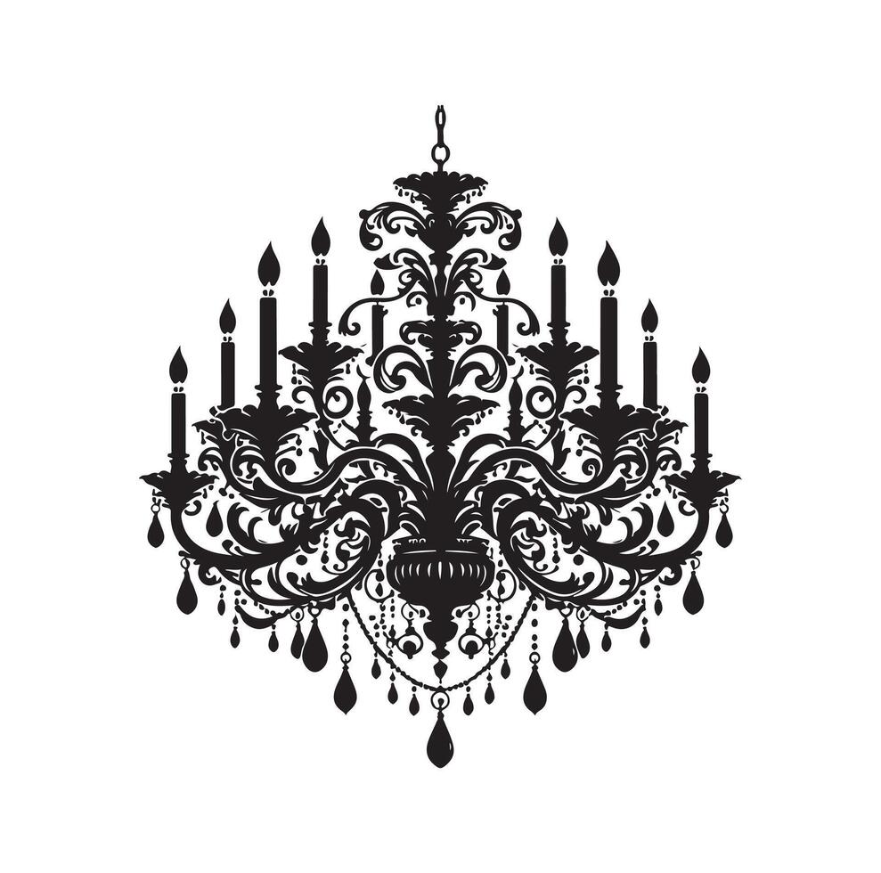 chandelier illustration icon silhouette style vector