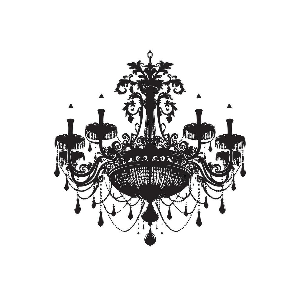chandelier illustration icon silhouette style vector