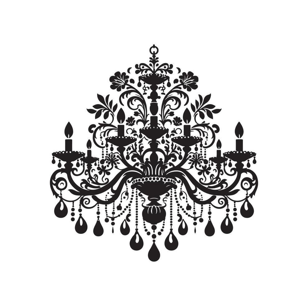 chandelier illustration icon silhouette style vector