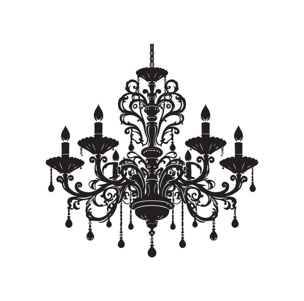 chandelier illustration icon silhouette style vector