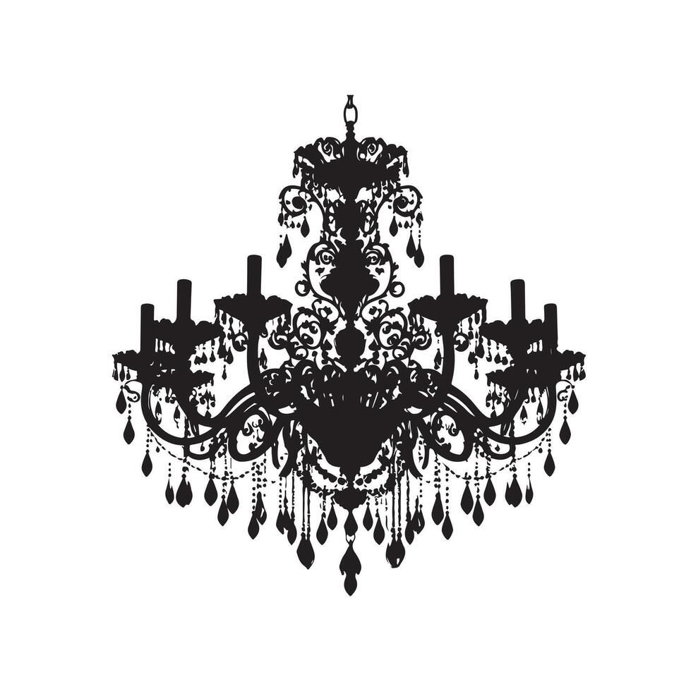 chandelier illustration icon silhouette style vector