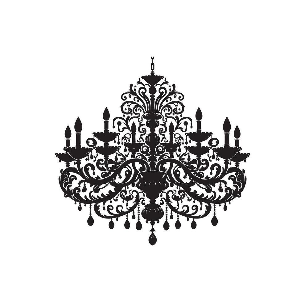 chandelier illustration icon silhouette style vector