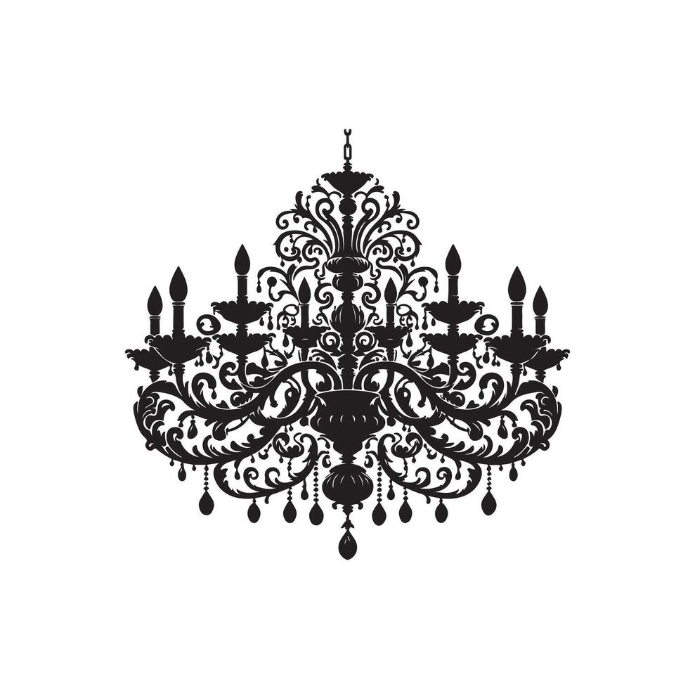 chandelier illustration icon silhouette style vector