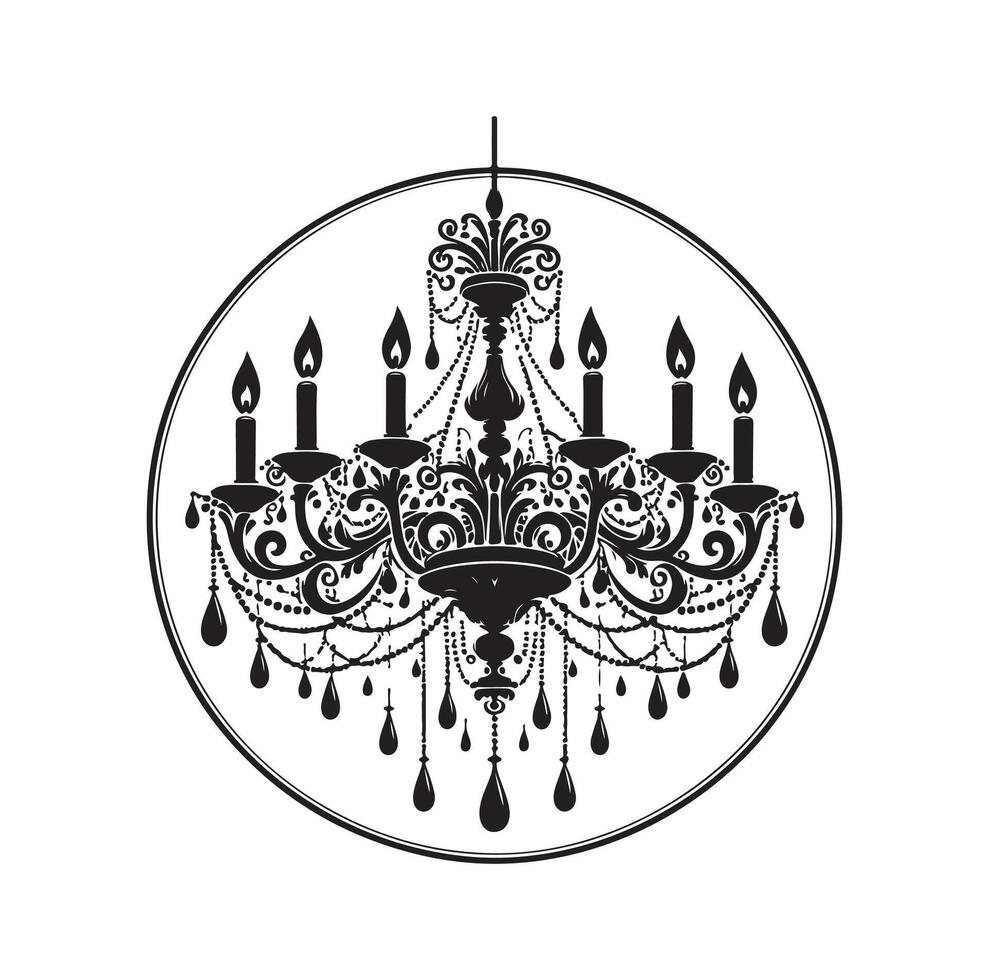 chandelier illustration icon silhouette style vector