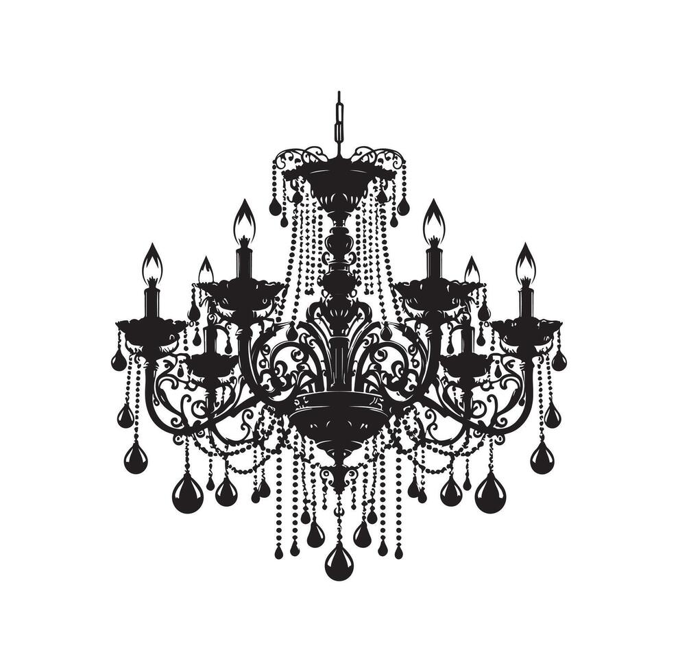 chandelier illustration icon silhouette style vector