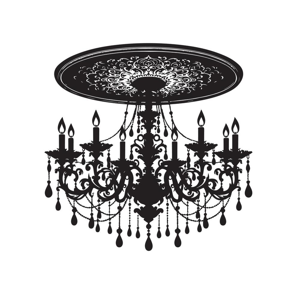 chandelier illustration icon silhouette style vector