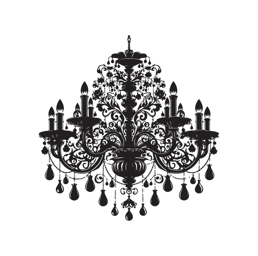 chandelier illustration icon silhouette style vector