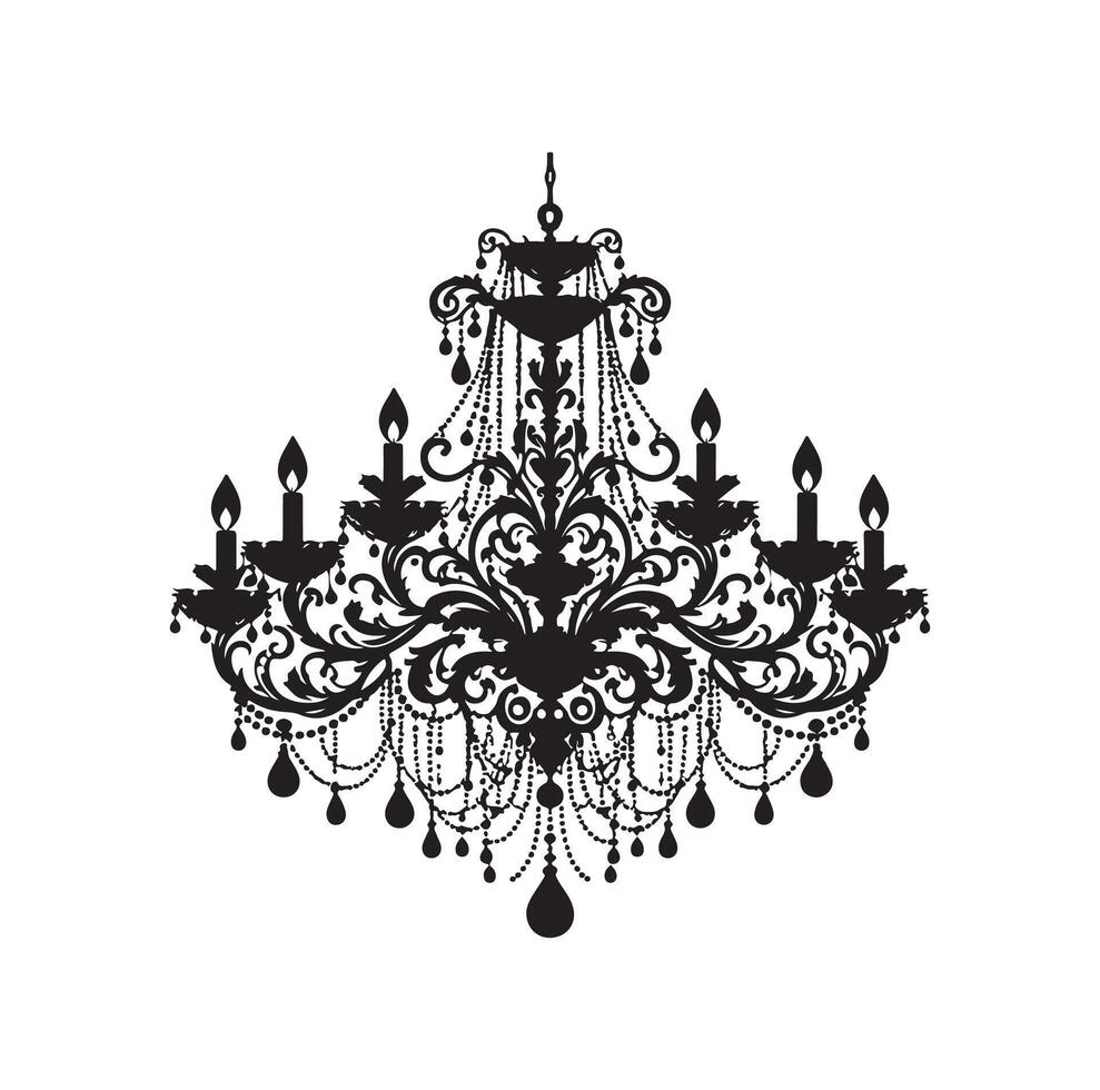 chandelier illustration icon silhouette style vector