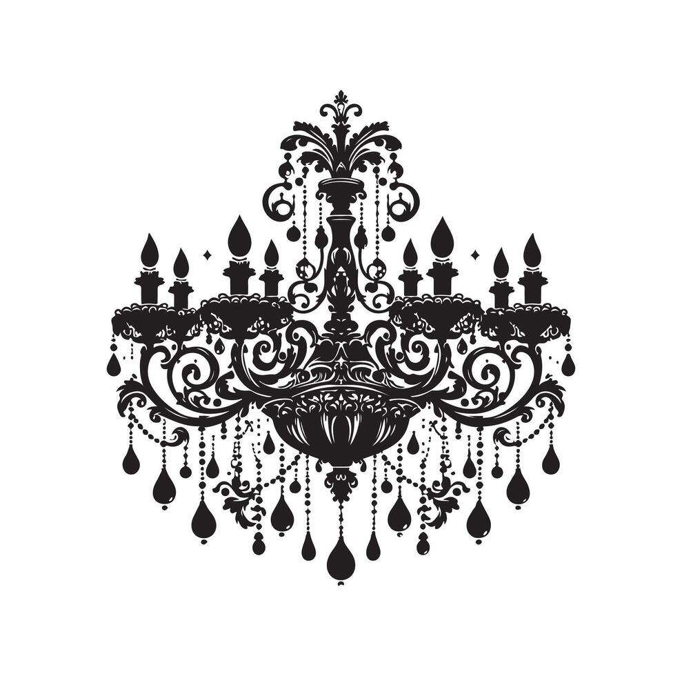 chandelier illustration icon silhouette style vector