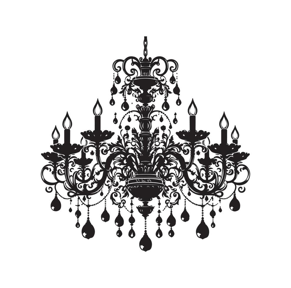 chandelier illustration icon silhouette style vector
