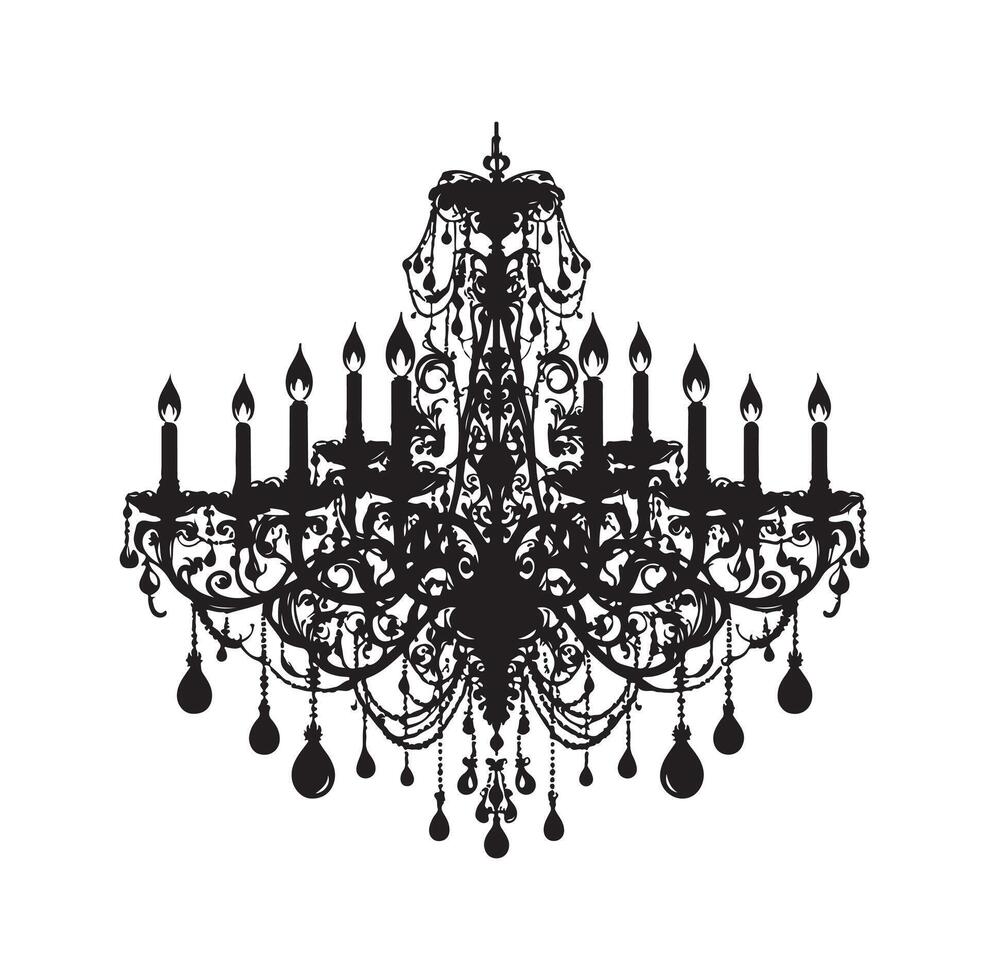 chandelier illustration icon silhouette style vector