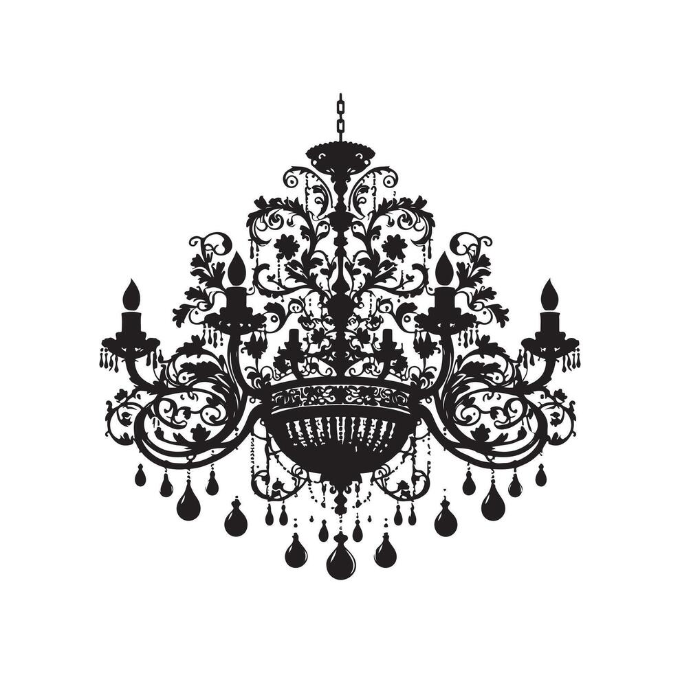 chandelier illustration icon silhouette style vector