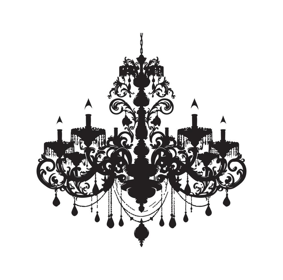 chandelier illustration icon silhouette style vector
